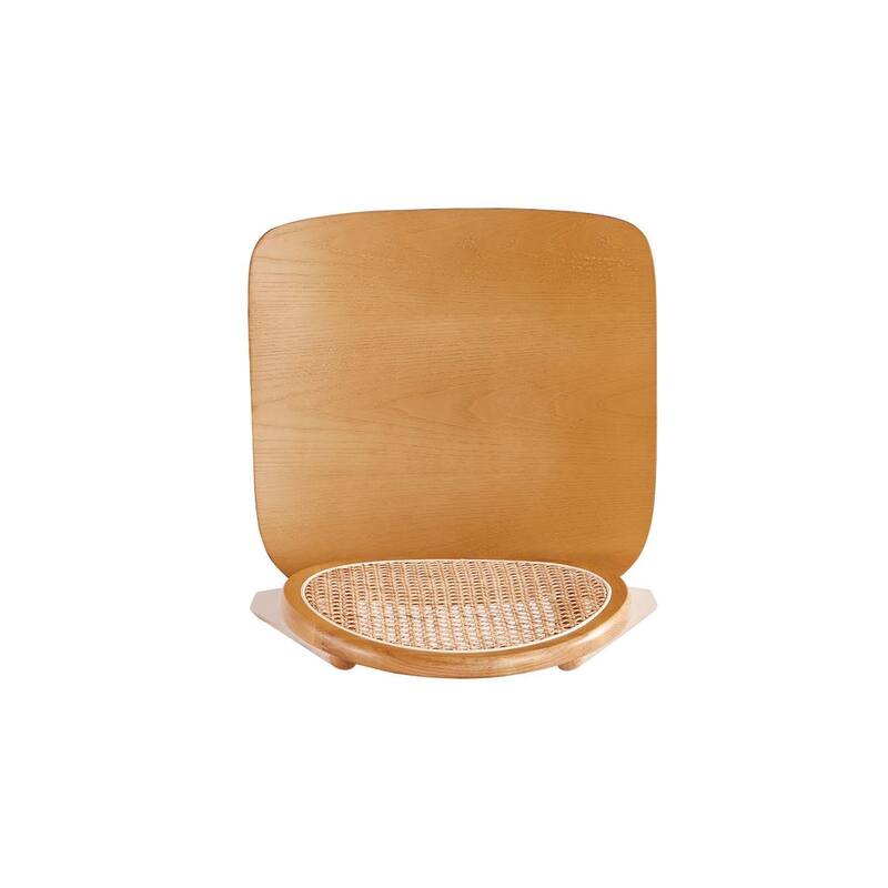 Manhattan Comfort Versailles Round Dining Chair in Black and Natural Cane - Set of 2