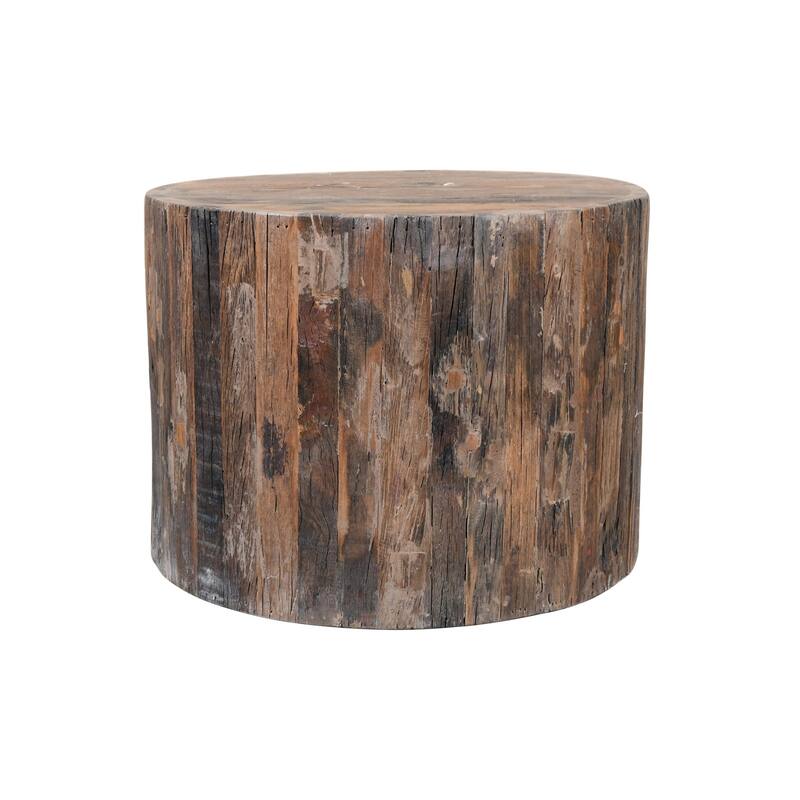 Rustic Style Cylindrical Wooden Coffee Table - 24"