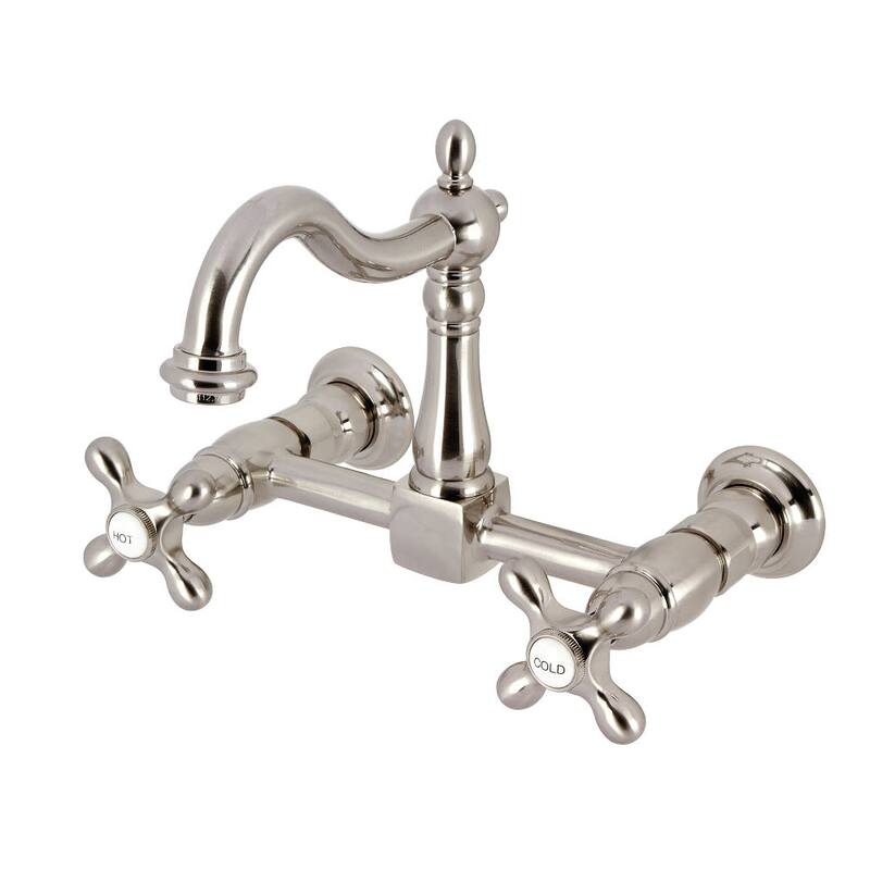 Kingston Brass KS126.AX Heritage 1.8 GPM Wall Mounted Widespread - Brushed Nickel