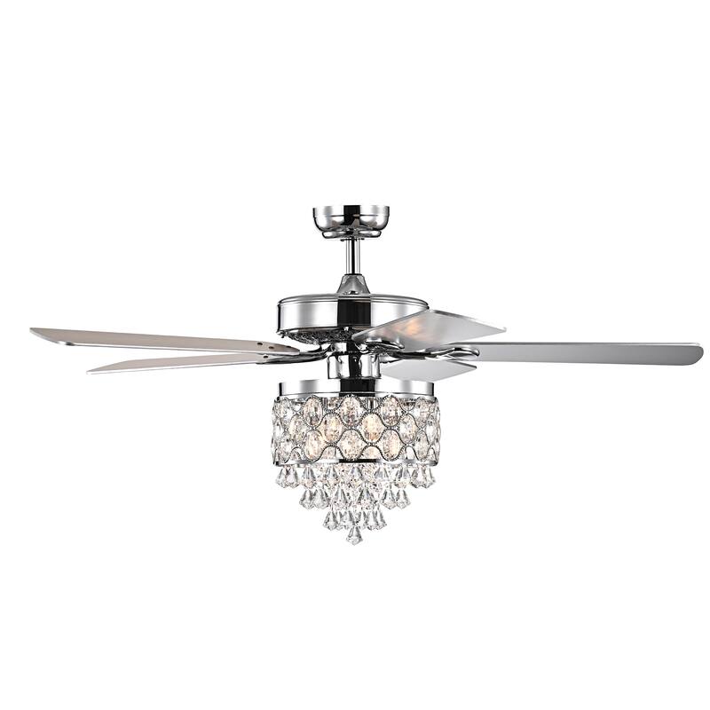 Silver Orchid Minter 52-Inch Lighted Ceiling Fan w/ Crystal Drum Shade
