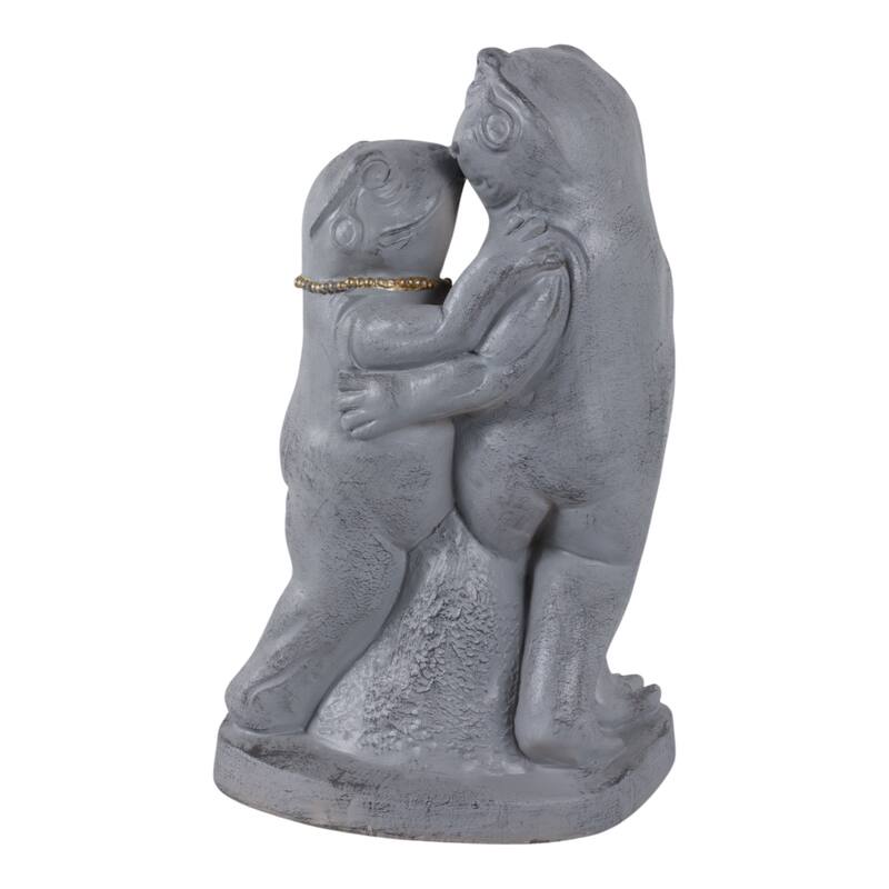 Polyresin Garden Statuary Dancing Frog Couple Statue Decor - 15" Gray