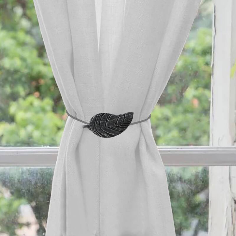 Wooden Leave Tieback With Magnet Sonora Small Size - 1 Tieback - Black/silver