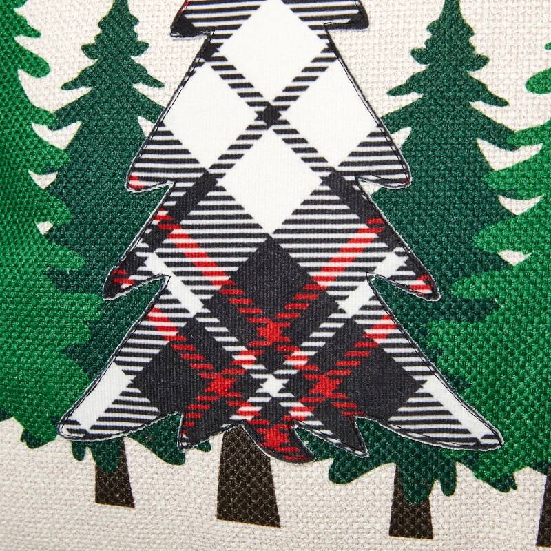 Glitzhome 18" Farm Fresh Heavy Cotton Christmas Tree Pillow
