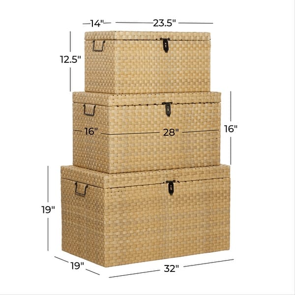 Light Brown Metal Nesting Trunk (Set of 3) - Bed Bath & Beyond - 34814946
