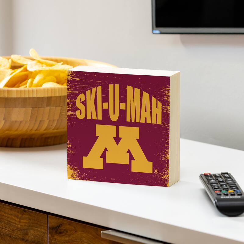 University of Minnesota Wooden Tabletop Mantel Shelf Sign - 6" x 6"