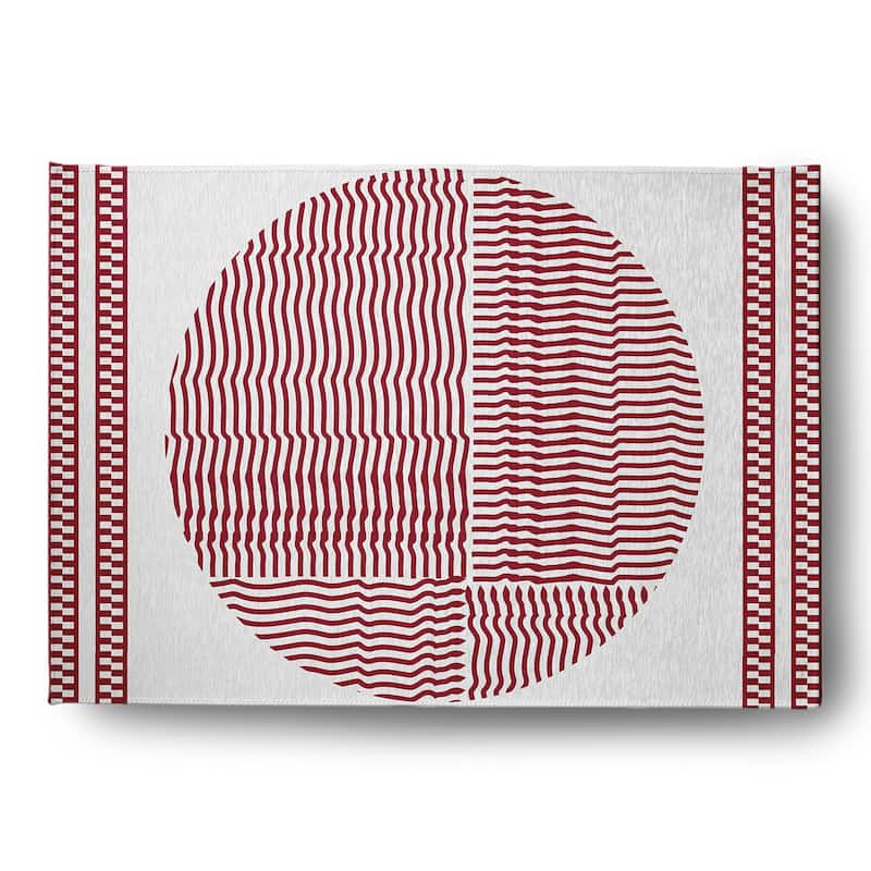 Geo Circle Rug - Sporty Red - 4' x 6'