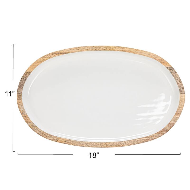 Enameled Mango Wood Tray