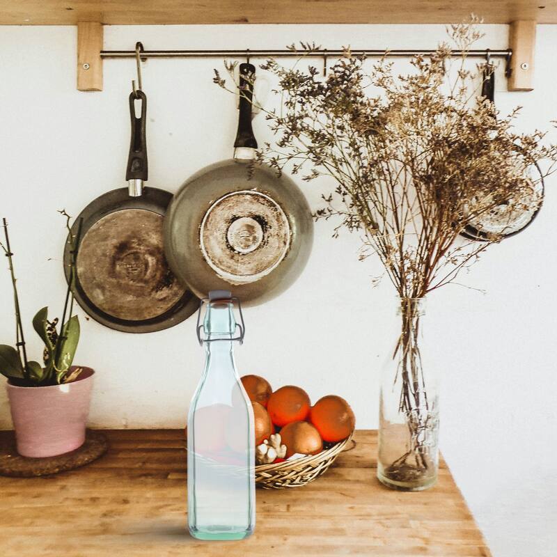 Amici Home Faceted Hermetic Glass Bottle, 9 Oz - Set of 6 - 9 Oz