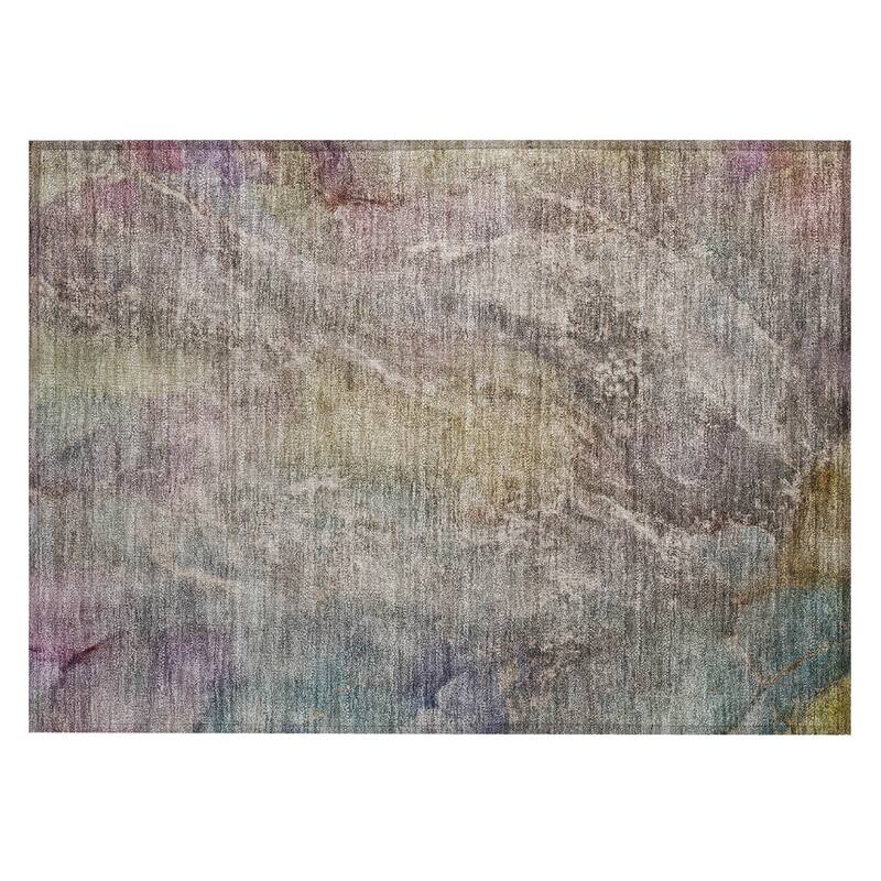 Machine Washable Indoor/ Outdoor Abstract Watercolor Chantille Rug