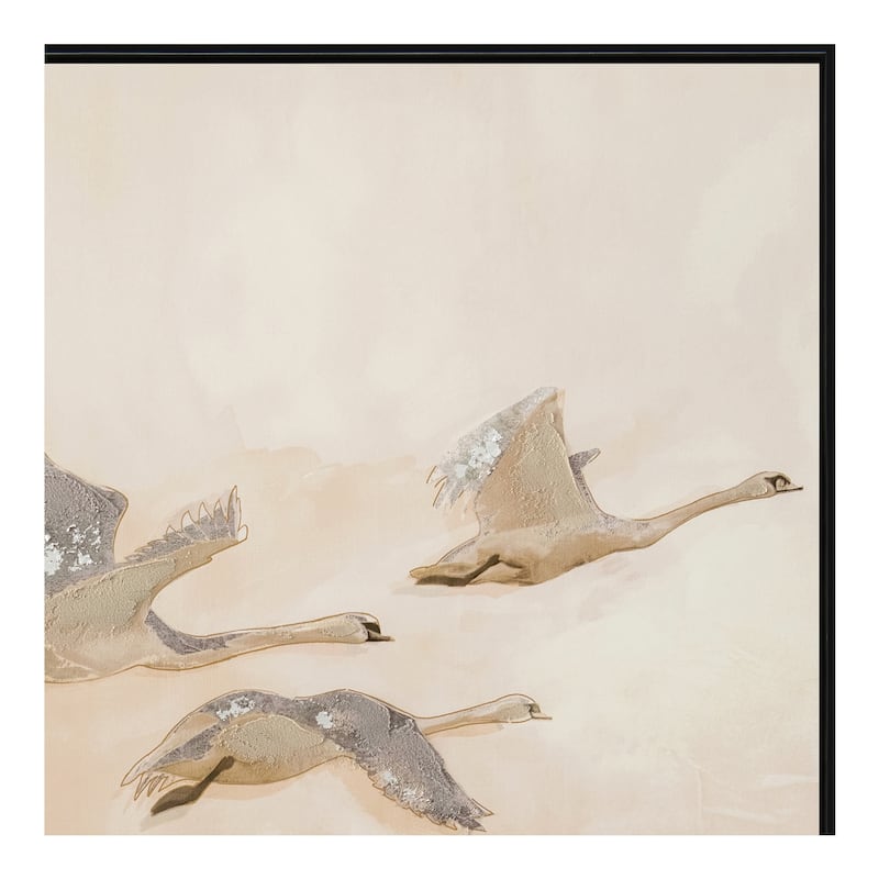 NADAAL STUDIOS Avenelle Framed Painting, Textured Birds Acrylic on Canvas with Solid Wood Frame