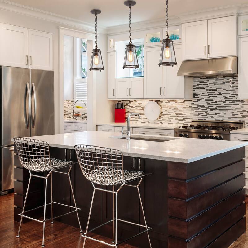 Modern 1-Light Glass Pendant Lights for Kitchen Island Dining Room - W 7.5"x H 11"