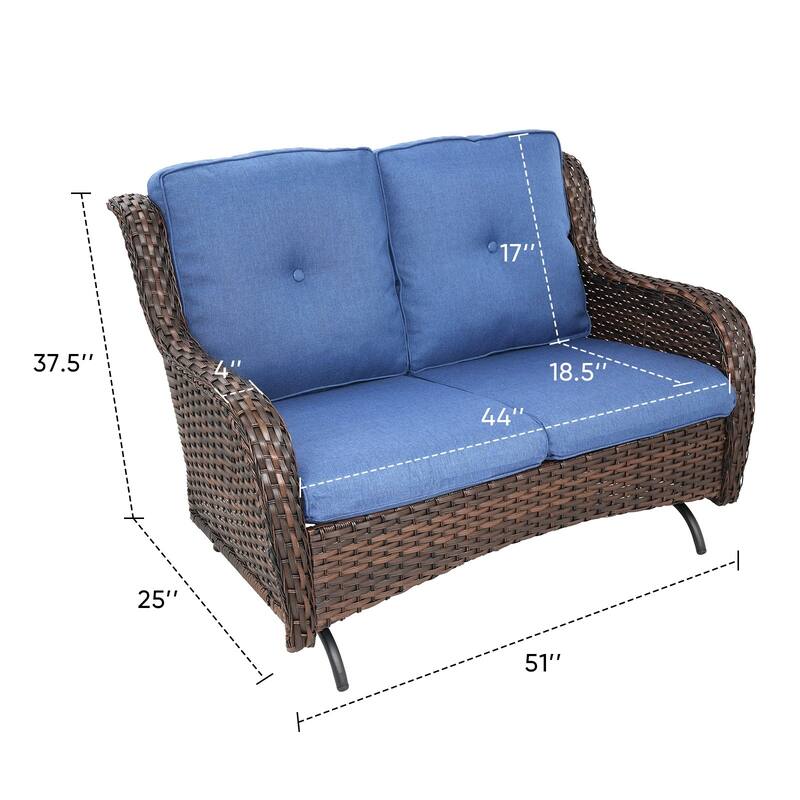 Patio Loveseat Wicker Sofa with Swivel Chair with Table