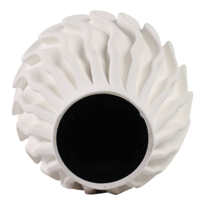 Porcelain Sculptural Vase with Textured Wave Design Modern Form