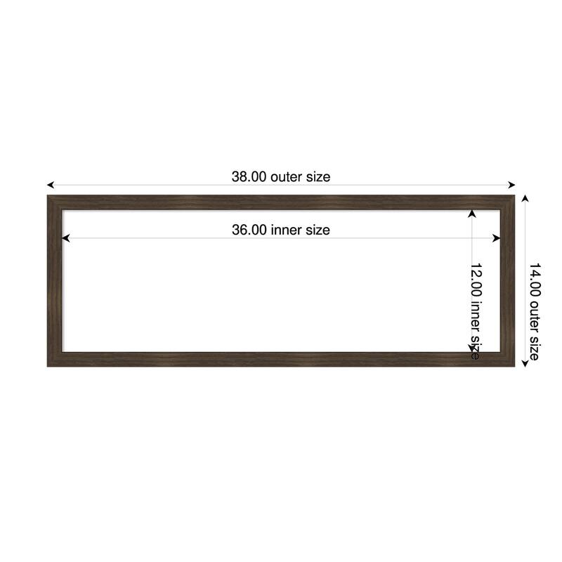 Amanti Art Woodgrain Stripe Blonde Framed Dry Erase Magnetic Board - 38 x 14 in - Woodgrain Stripe Chocolate