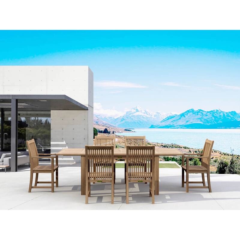 Teak Dining Set 7-Piece - Bahama Victorian Virtue Chairs & Extension Table
