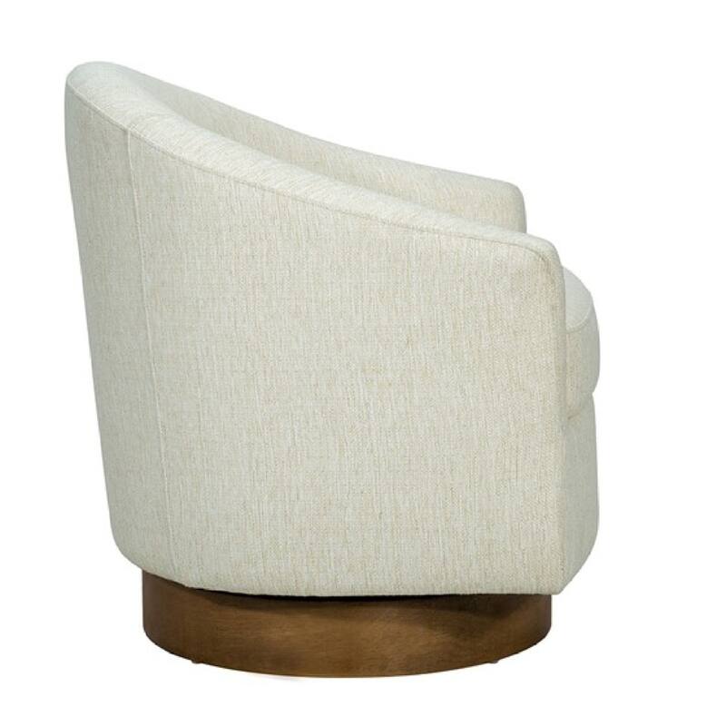 Roomfitters Modern Upholstered Swivel Barrel Chair, 360 Degree Rotating Lounge Seating with Solid Wood Base, Roomfitters, Cream
