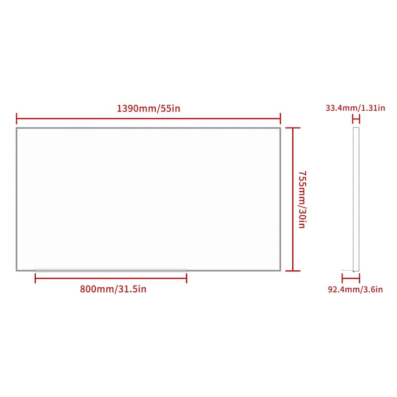 55" x 30" Oversized Rectangle Bathroom Wall Mirror with Aluminum Frame