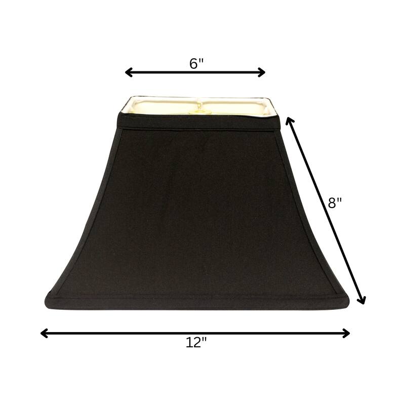 Rectangle Bell Hardback Lampshade with Washer Fitter, Black Natural Fabric Lampshade with White Lining for Table Lamps