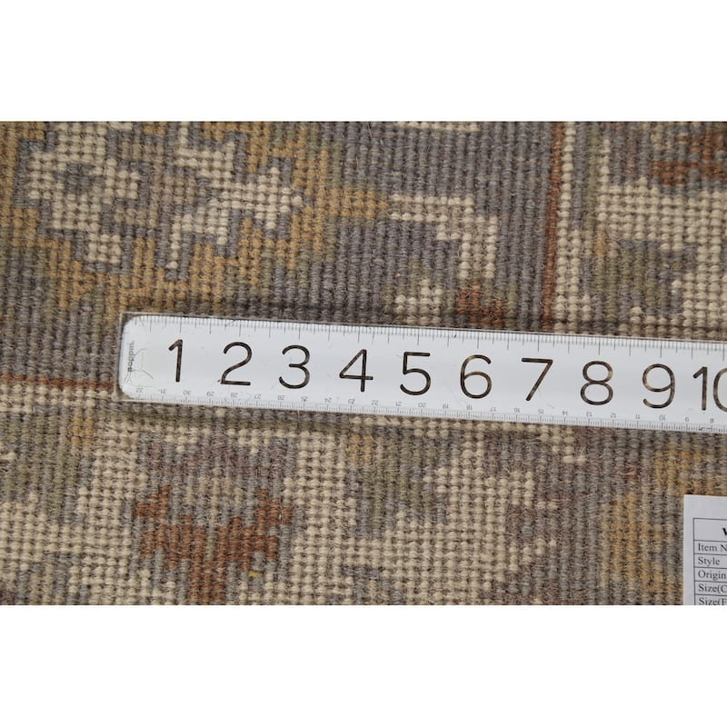 Gray Geometric Oushak Indian Accent Rug Handmade Wool Carpet - 3'1"x 5'2"