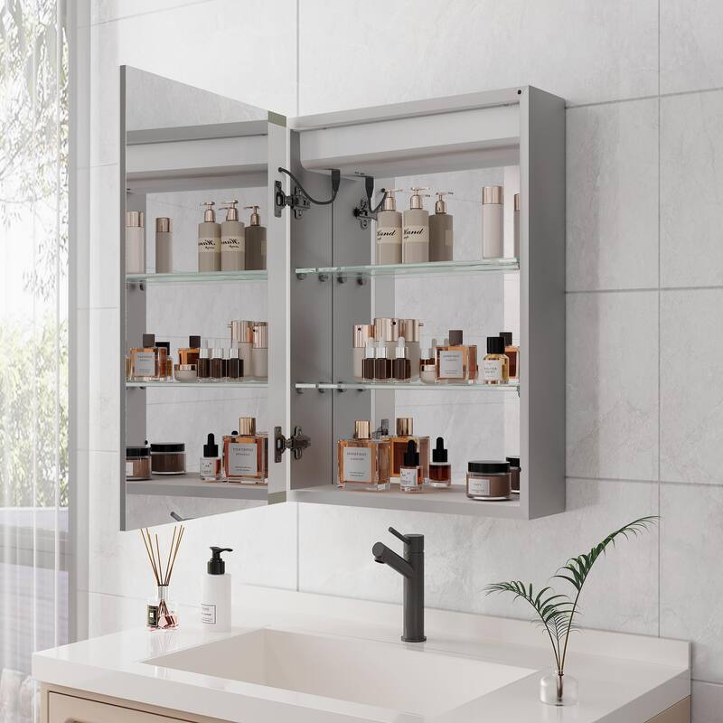 LED Medicine Cabinet with Mirror,Lighted Medicine Cabinet with Defogger, Dimmer,Surface Mount