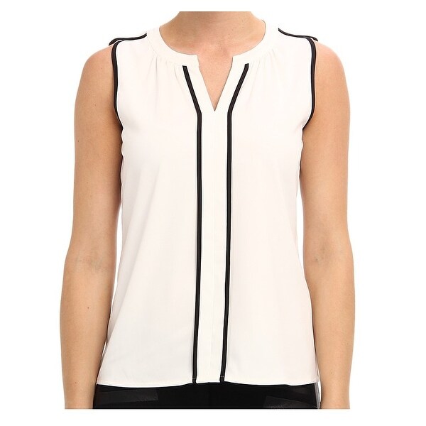 calvin klein black and white blouse