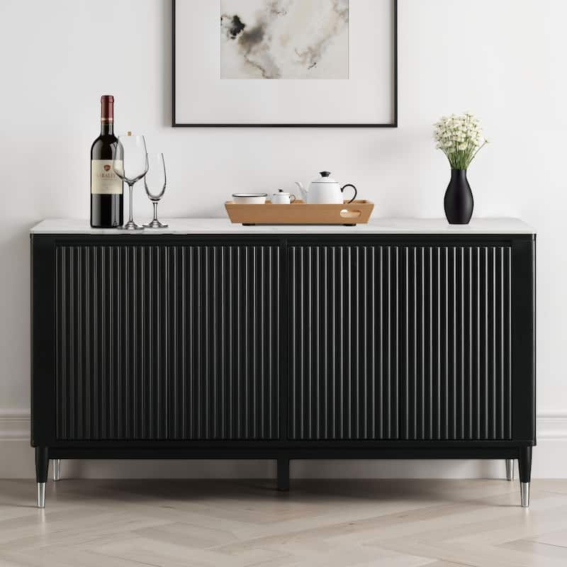 Furniture of America Kalor Modern Black and White Solid Wood Dining Server Cabinet - Black and White