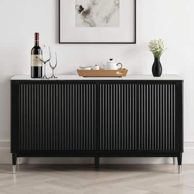 Furniture of America Kalor Modern Black and White Solid Wood Dining Server Cabinet