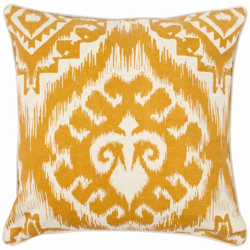 SAFAVIEH Marlie 18-inch Beige/ Saffron Yellow Decorative Pillow (Set of 2)