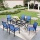 preview thumbnail 10 of 32, MAISON ARTS 7-Piece Patio Dining Set Metal Rectangle Table and 6 Textilene Chairs Blue Chairs