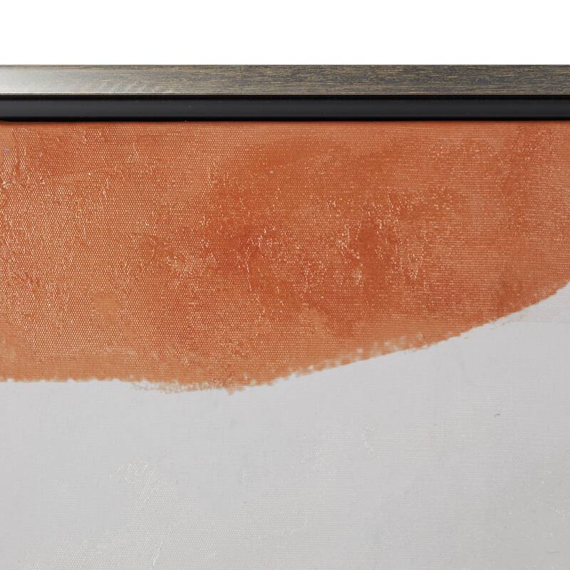 Green Canvas Lines and Shapes Abstract Framed Wall Art with Orange Accents