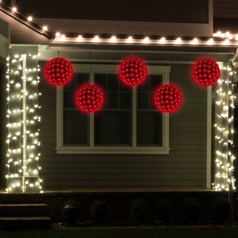 LED Lighted Hanging Starlight Sphere Outdoor Christmas Decoration- 7.5"