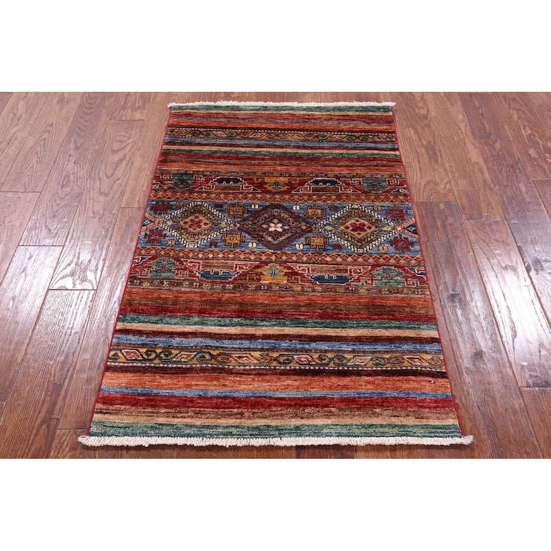Golden Nile Khorjin Persian Gabbeh Handmade Wool Rug - 2' 7" X 4' 1"