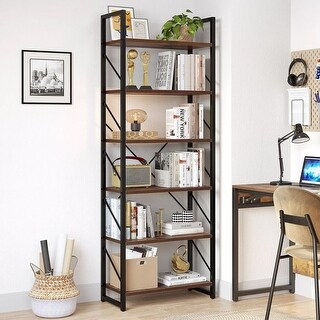 6 Tier Bookshelf Vintage Industrial Bookcase Display Rack Storage - 11 ...