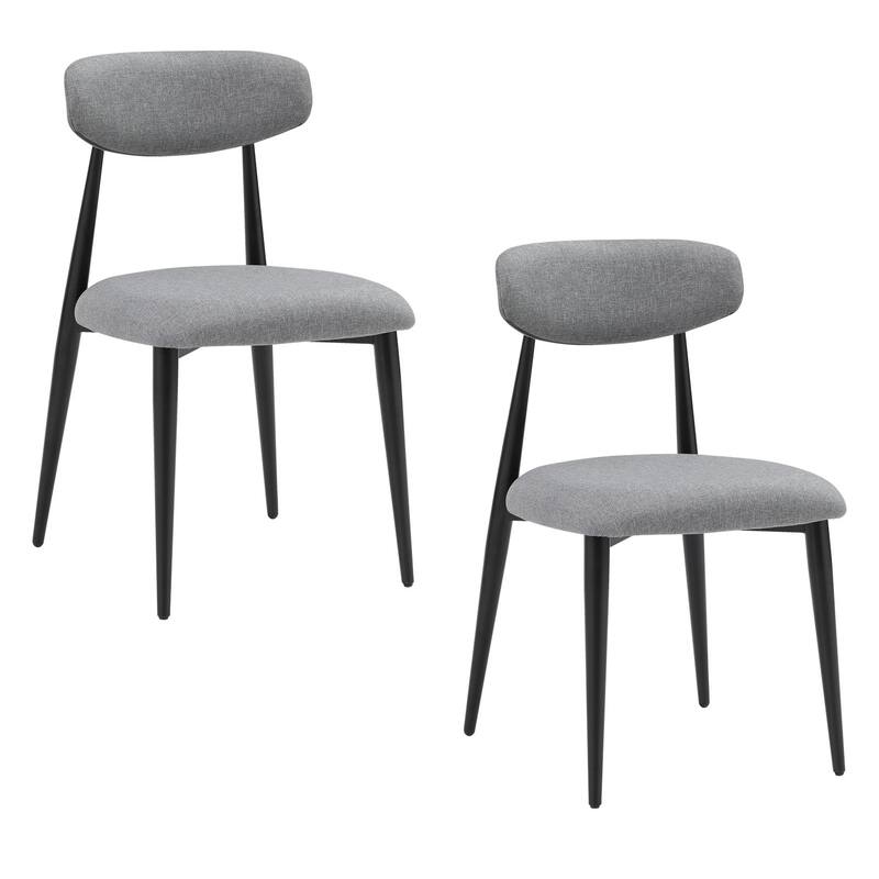Modern Upholstered Curved Backres Dining Chairs with Metal Frame
