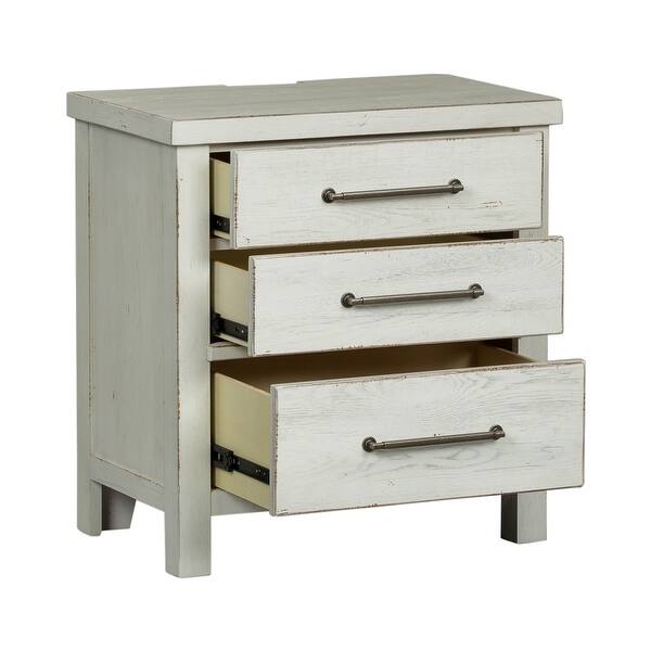 Shop Modern Farmhouse Flea Market White 3 Drawer Nightstand On
