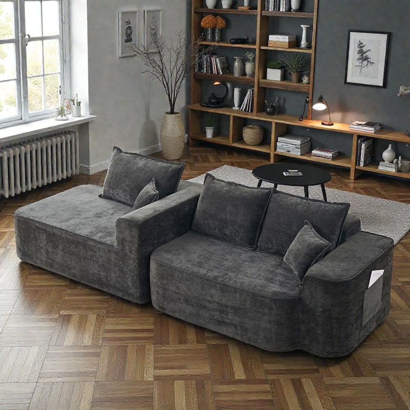 104 Inch L Shaped Sectional Sofa Cloud Couch with Chaise, Extra Deep Seat, No Assembly Modular Corner Sofa