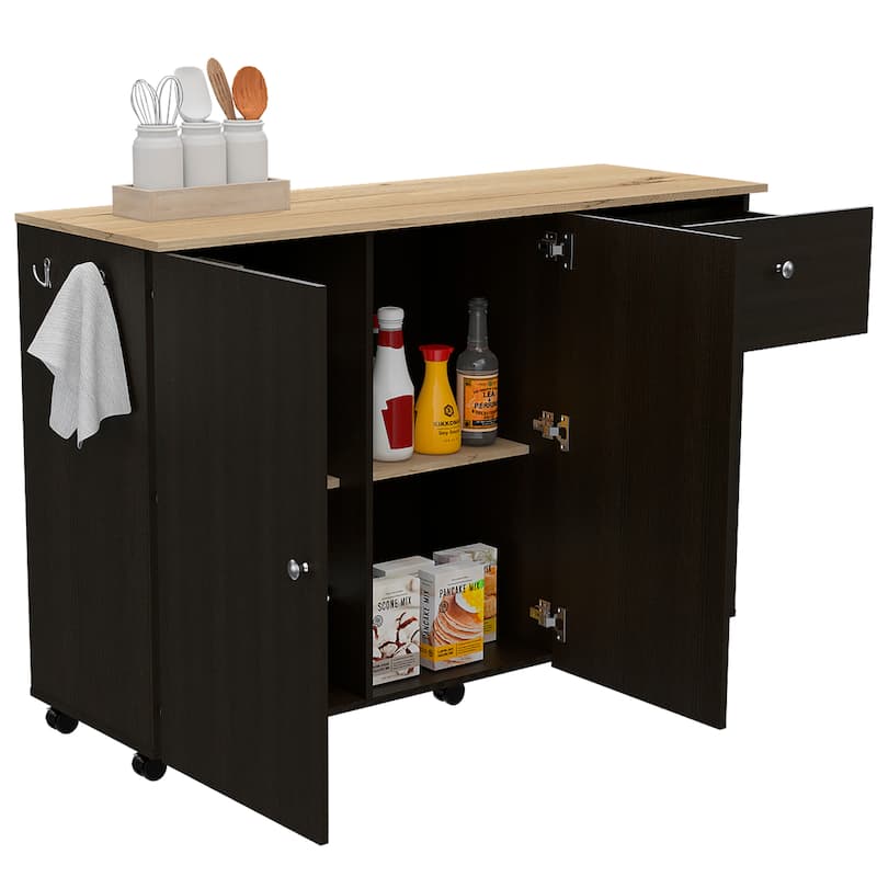 Mobile Kitchen Island Cart w/ Breakfast Bar Rolling Kitchen Island Side