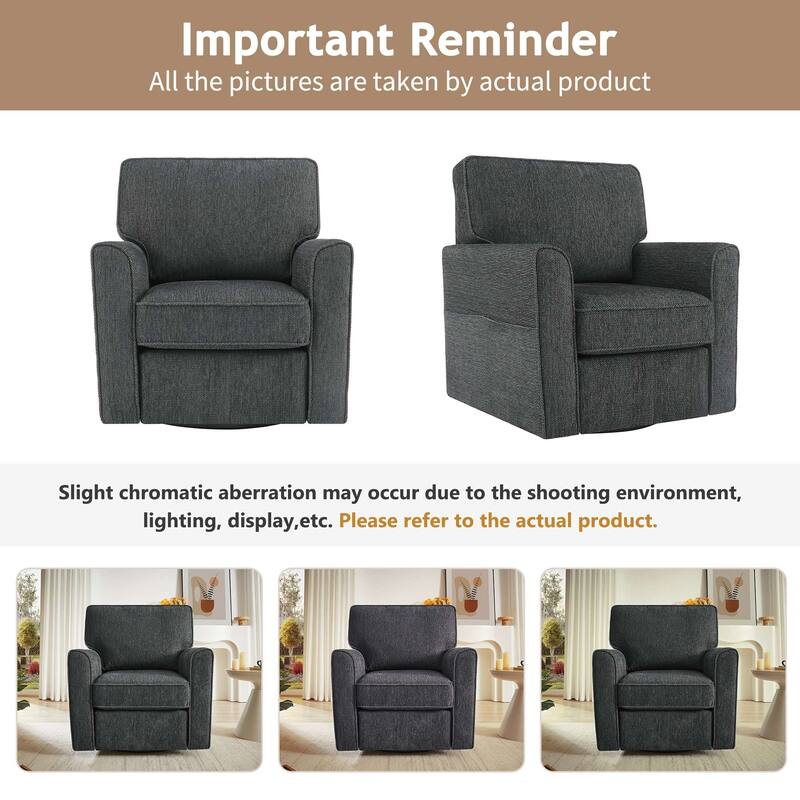 33"W 360 Swivel Modern Barrel Chair Accent Chair