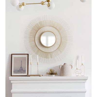 Kate and Laurel Quillet Round Wall Mirror Metal - 26x26