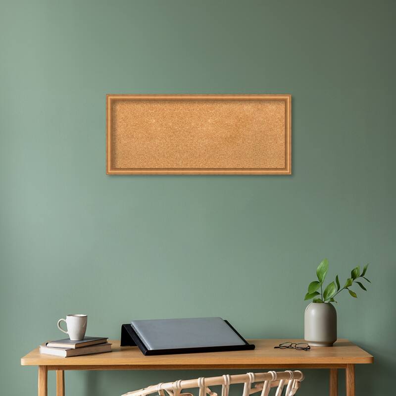 Salon Scoop Wood Framed Natural Corkboard Bulletin Board