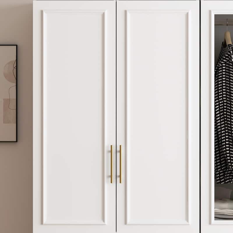 74.8"H Large Modular Wardrobe Cloest Armoire Cabinet Glass Door