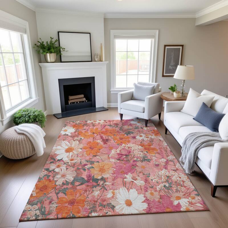 Premium Washable Super Soft Floral Mayfield Rug - Blush - 10' x 14'