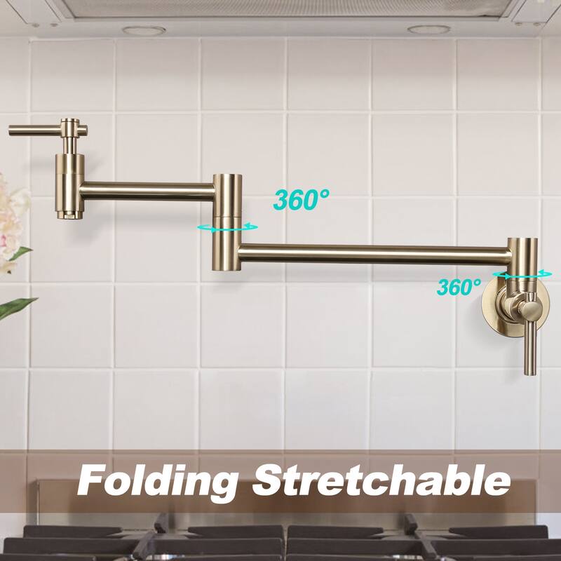 WOWOW Wall Mount Double Handle Pot Filler Faucet