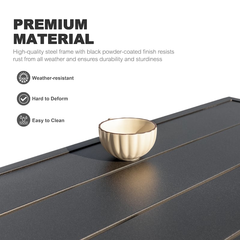 Nuu Garden Outdoor 5-Piece Dining Set, Stackable Chairs and 37'' Square Dining Table