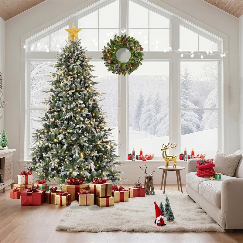 Automatic Expansion Snow Flocked Christmas Tree for Home Decor - N/A