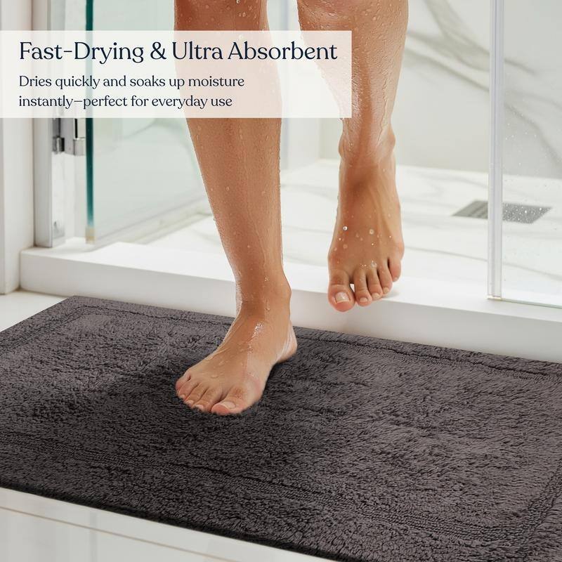 Delara Organic Cotton Reversible Bath Mat, 3000 GSM, GOTS Certified, Ultra-Thick & Super Absorbent, Quick-Drying Bathroom Rug