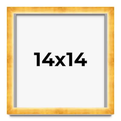 14x14 Shadow Box Frame Gold | 1.625 Inches Deep Real Wood Traditional