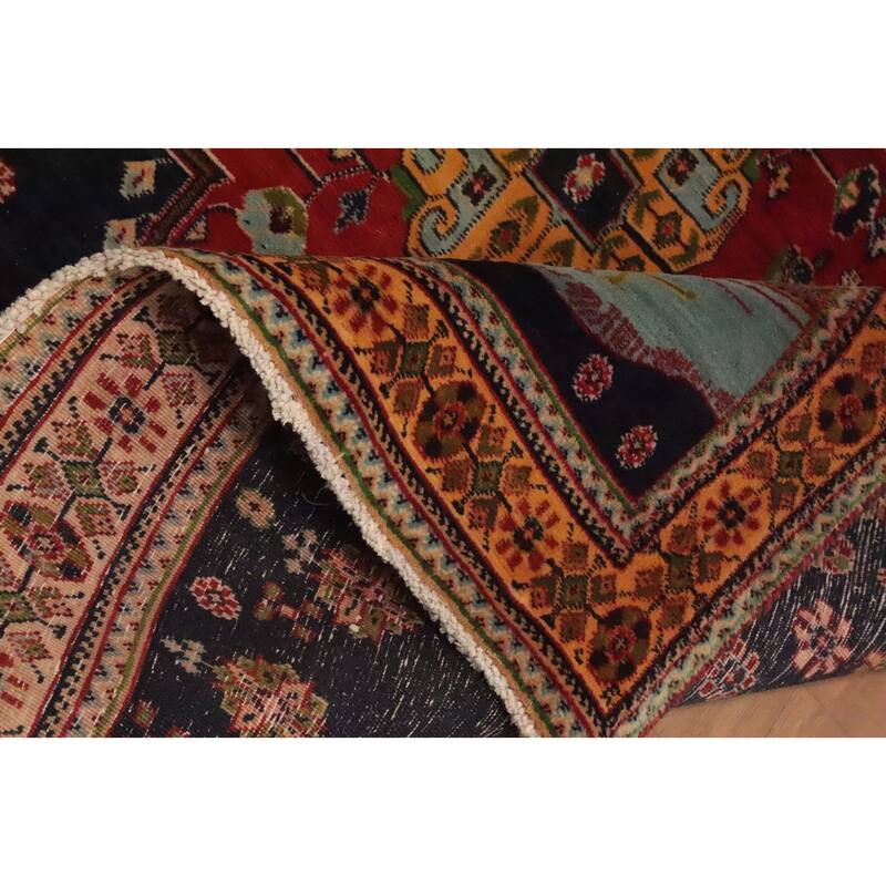 Hand Knotted Oriental 100% Wool Carpet Traditional Tribal Navy Blue & Blues Kashkoli Area Rug - 4' 8'' X 4' 5''