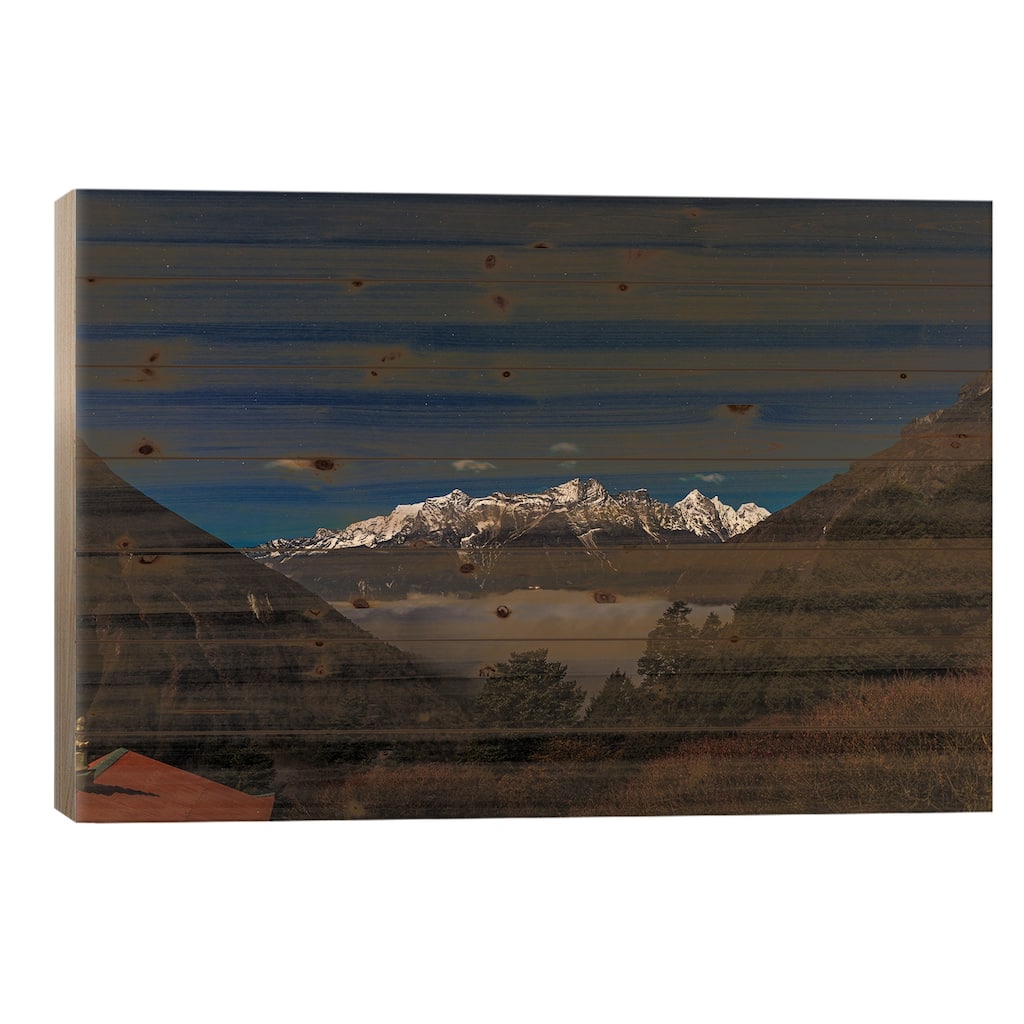 Nepal Himalayas Hiking Starry Night Print On Wood by Alex G Perez - Multi-Color