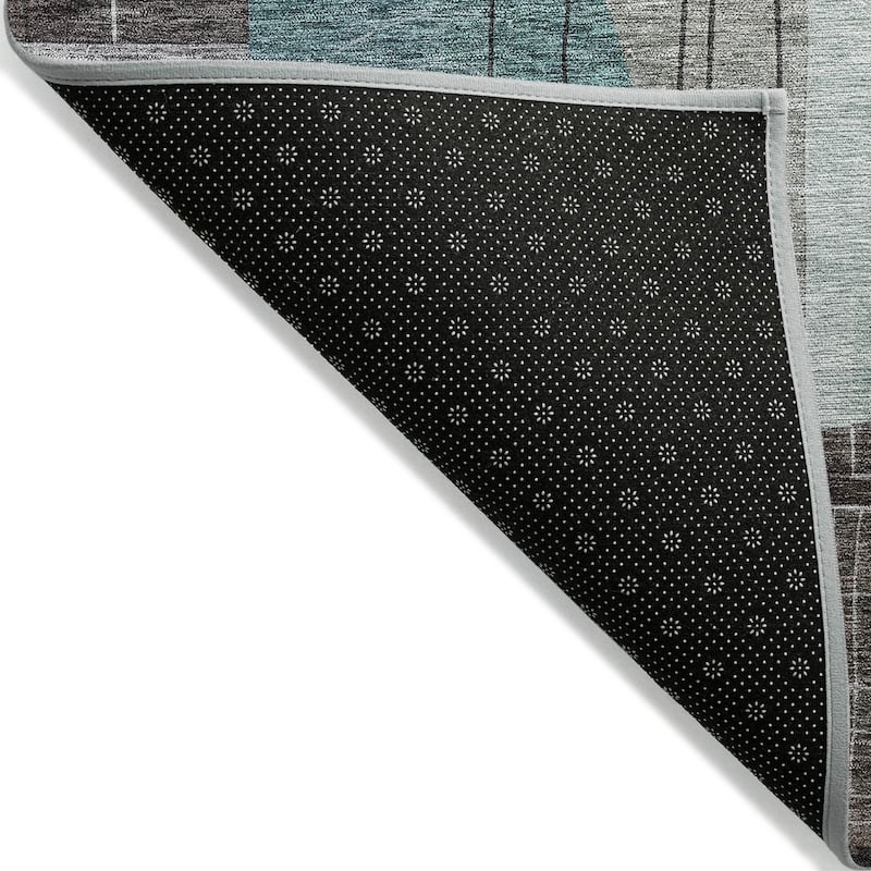 Machine Washable Indoor/ Outdoor Abstract Contemporary Chantille Rug
